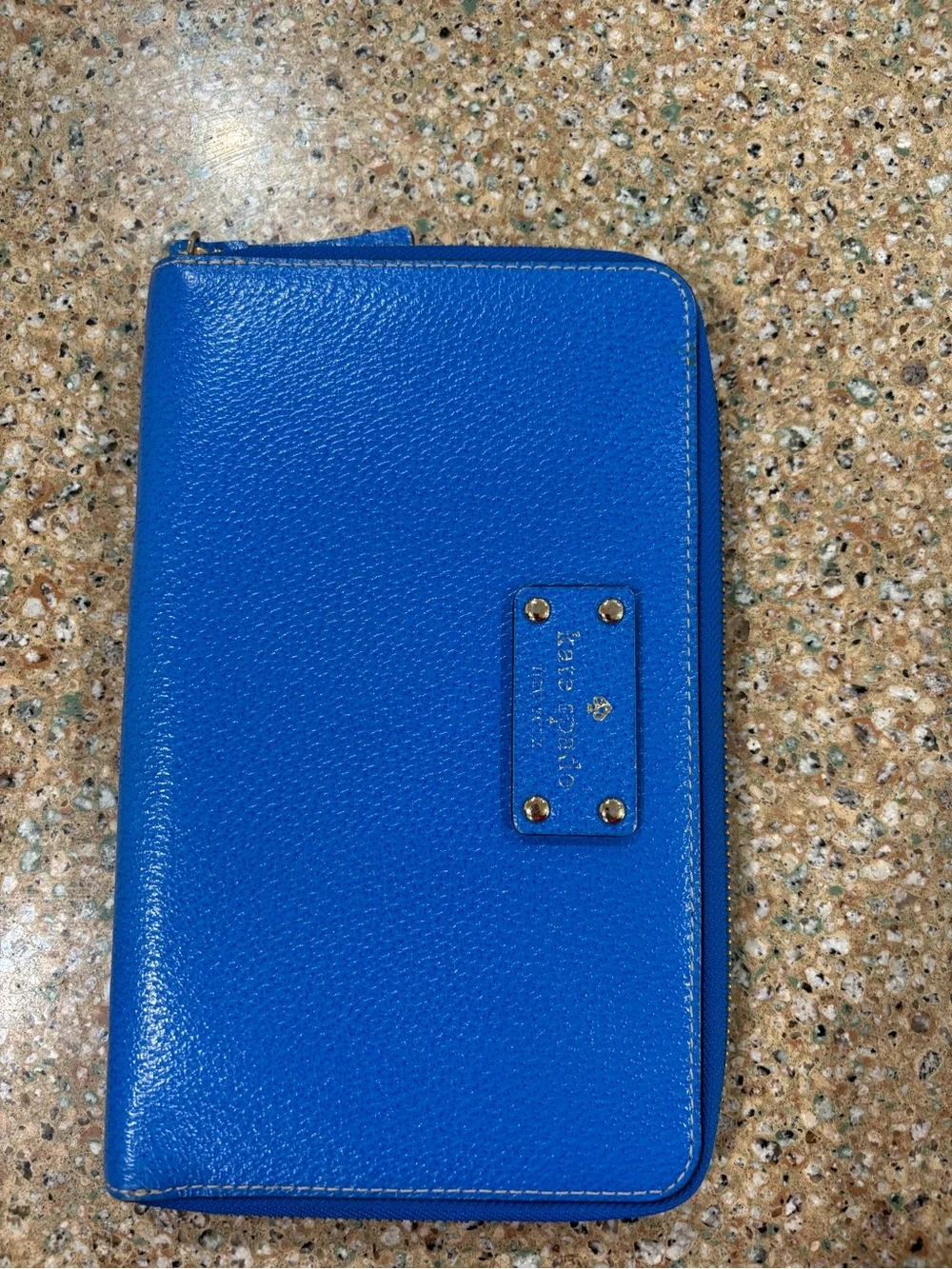 kate spade blue zip-around wallet